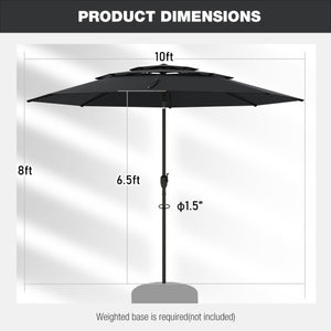 10 ft 3-tier Vented Patio Umbrella with Push Button Tilt-Black