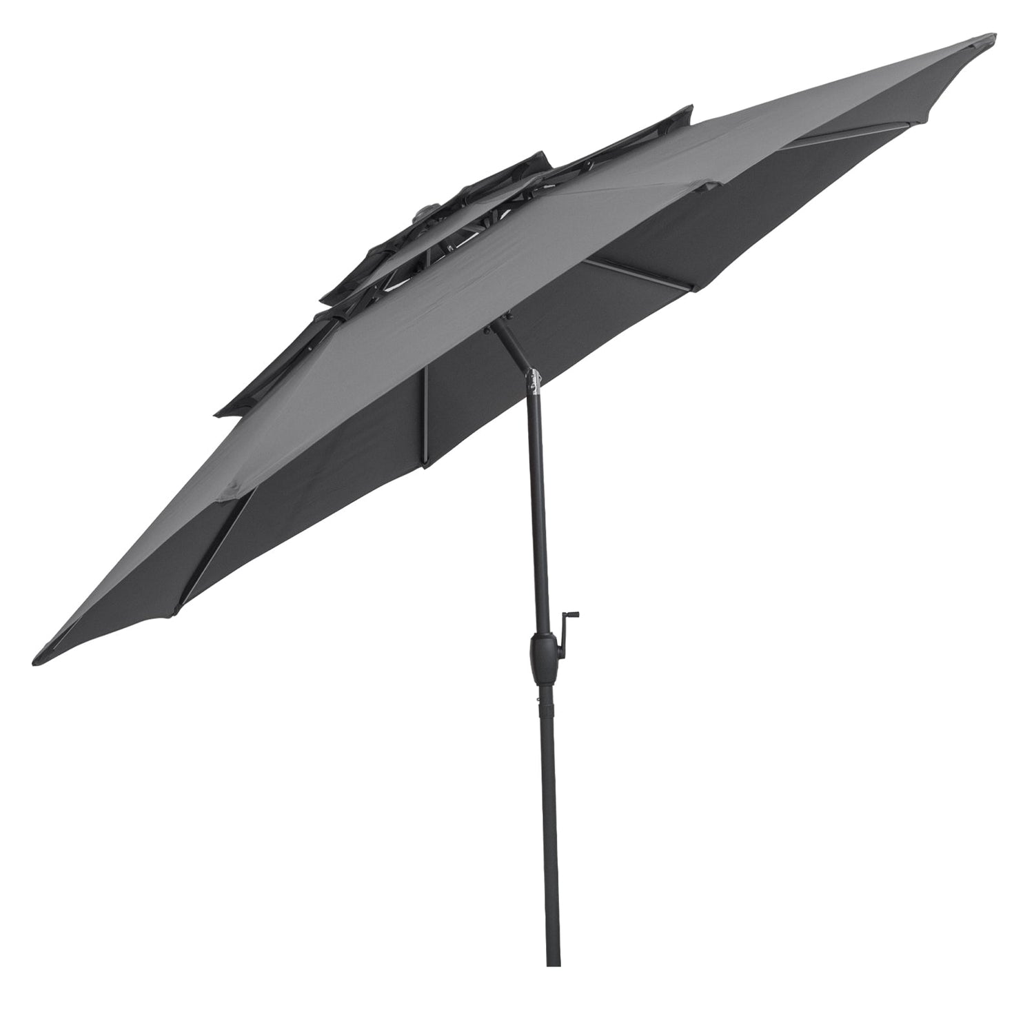 10 ft 3-tier Vented Patio Umbrella with Push Button Tilt-Gray by DirectDeals