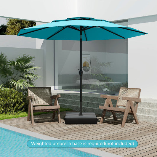 10 ft 3-tier Vented Patio Umbrella with Push Button Tilt-Green