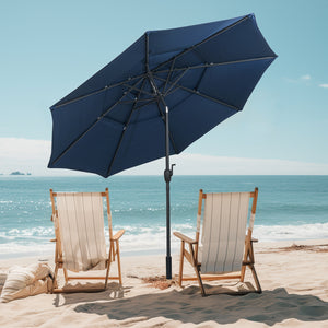10 ft 3-tier Vented Patio Umbrella with Push Button Tilt-Navy