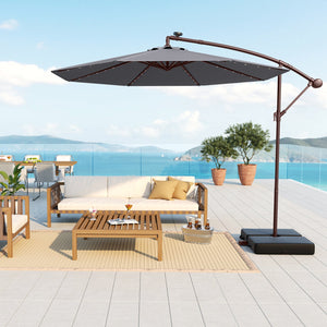 10 Ft Patio Umbrella Offset Cantilever Umbrella with 40 Solar Powered Lights-Gray by DirectDeals