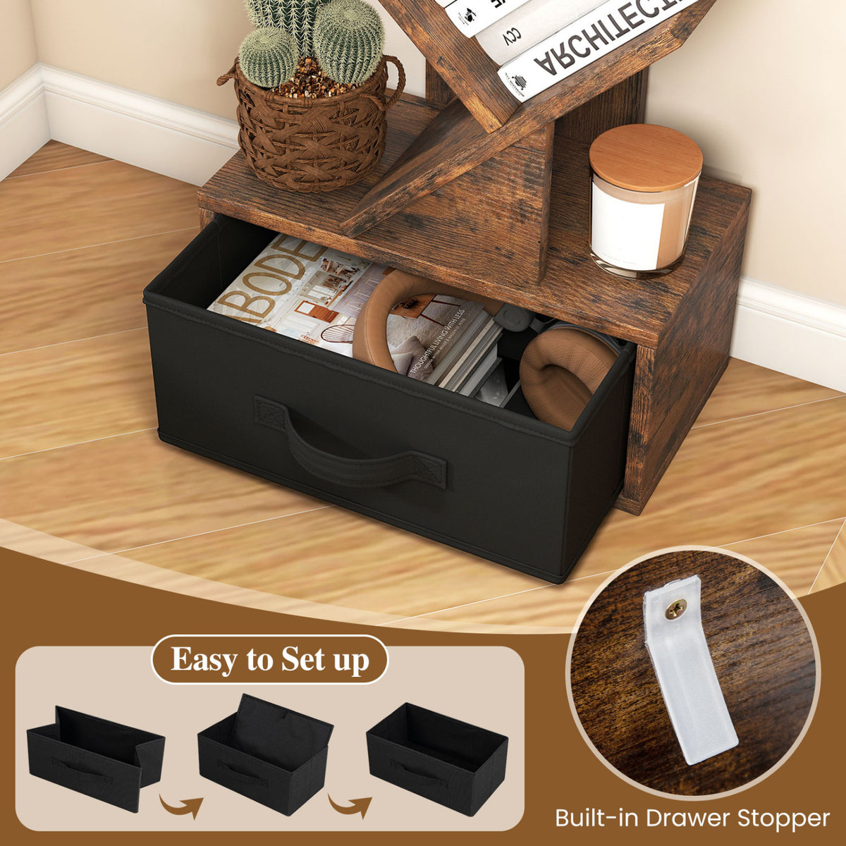 10-tier Tree Bookshelf with Drawer Free-standing Storage Bookcase