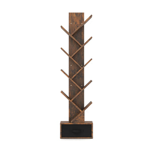 10-tier Tree Bookshelf with Drawer Free-standing Storage Bookcase