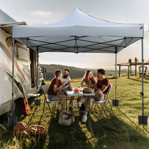 10 x 10 FT Outdoor Pop up Canopy Tent Easy Setup Gazebo Shelter with Wheeled Bag-Gray