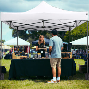 10 x 10 FT Outdoor Pop up Canopy Tent Easy Setup Gazebo Shelter with Wheeled Bag-White