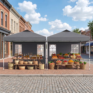 10 x 10 FT Pop Up Canopy Tent with 4 Sidewalls and Adjustable Height Waterproof-Gray