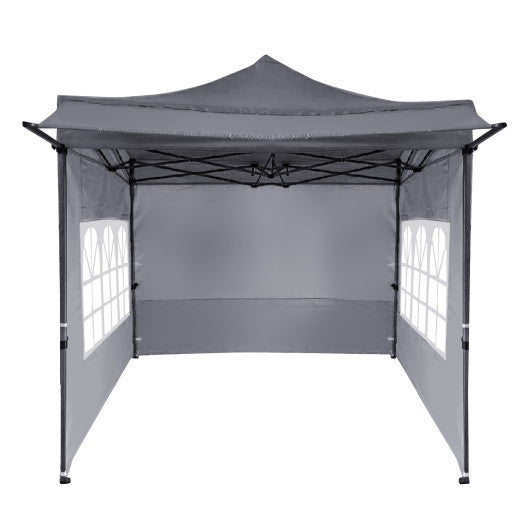10 x 10 FT Pop up Canopy Tent with Sidewalls and Awning for Party Picnic Event-Gray