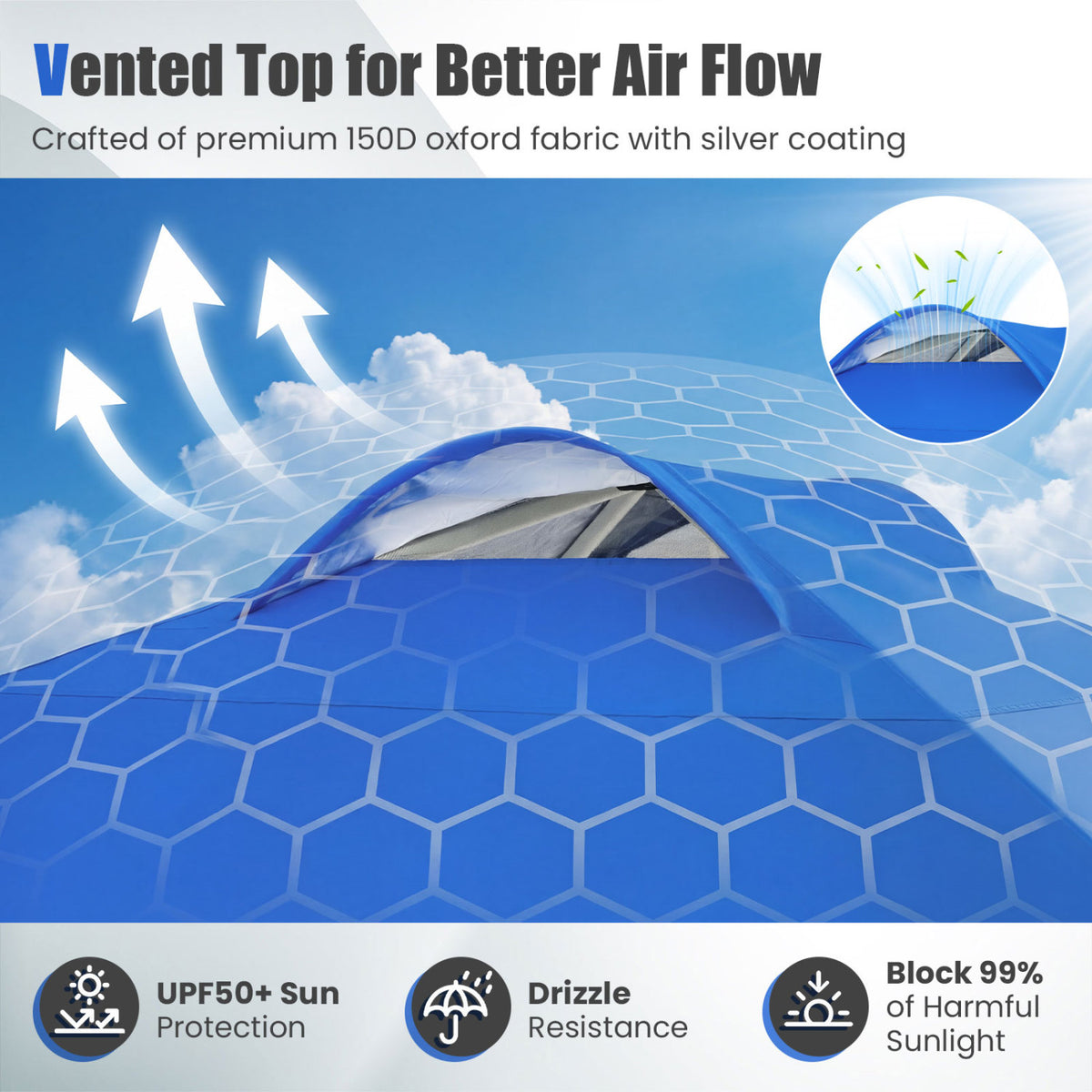 10 x 10 FT Pop up Canopy Tent with Sidewall 6 Pockets Instant Setup Commercial Gazebo-Blue