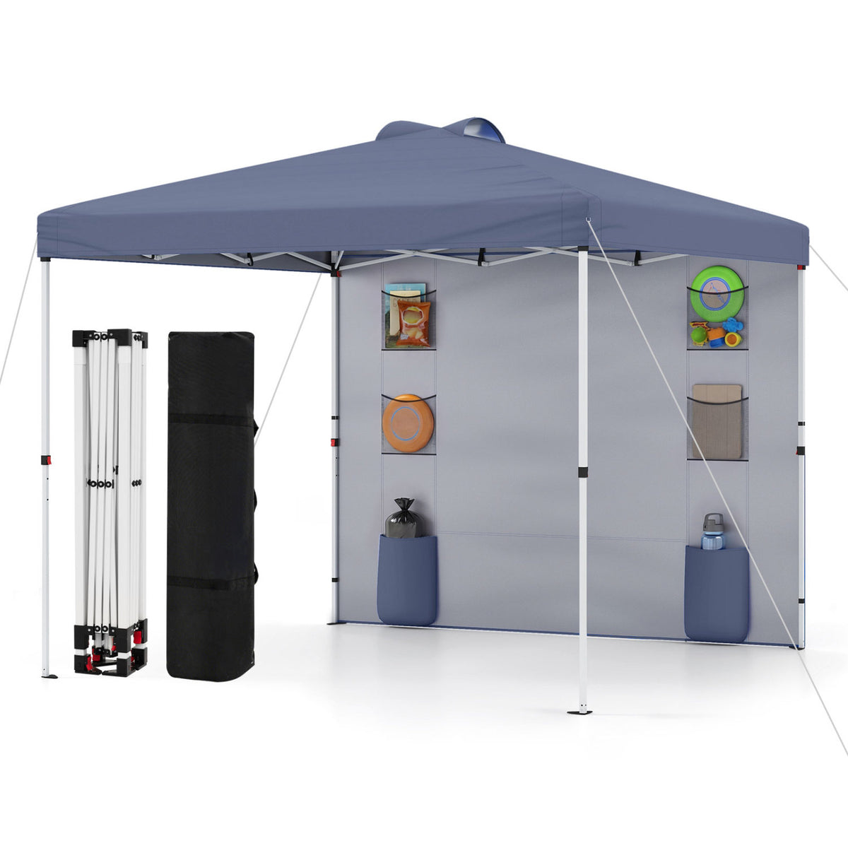 10 x 10 FT Pop up Canopy Tent with Sidewall 6 Pockets Instant Setup Commercial Gazebo-Gray