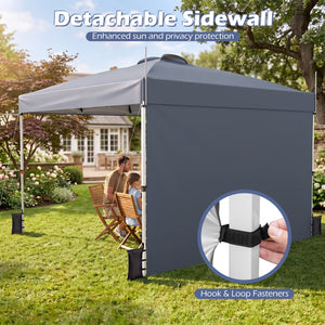 10 x 10 Feet Foldable Commercial Pop-up Canopy with Roller Bag and Banner Strip-Gray