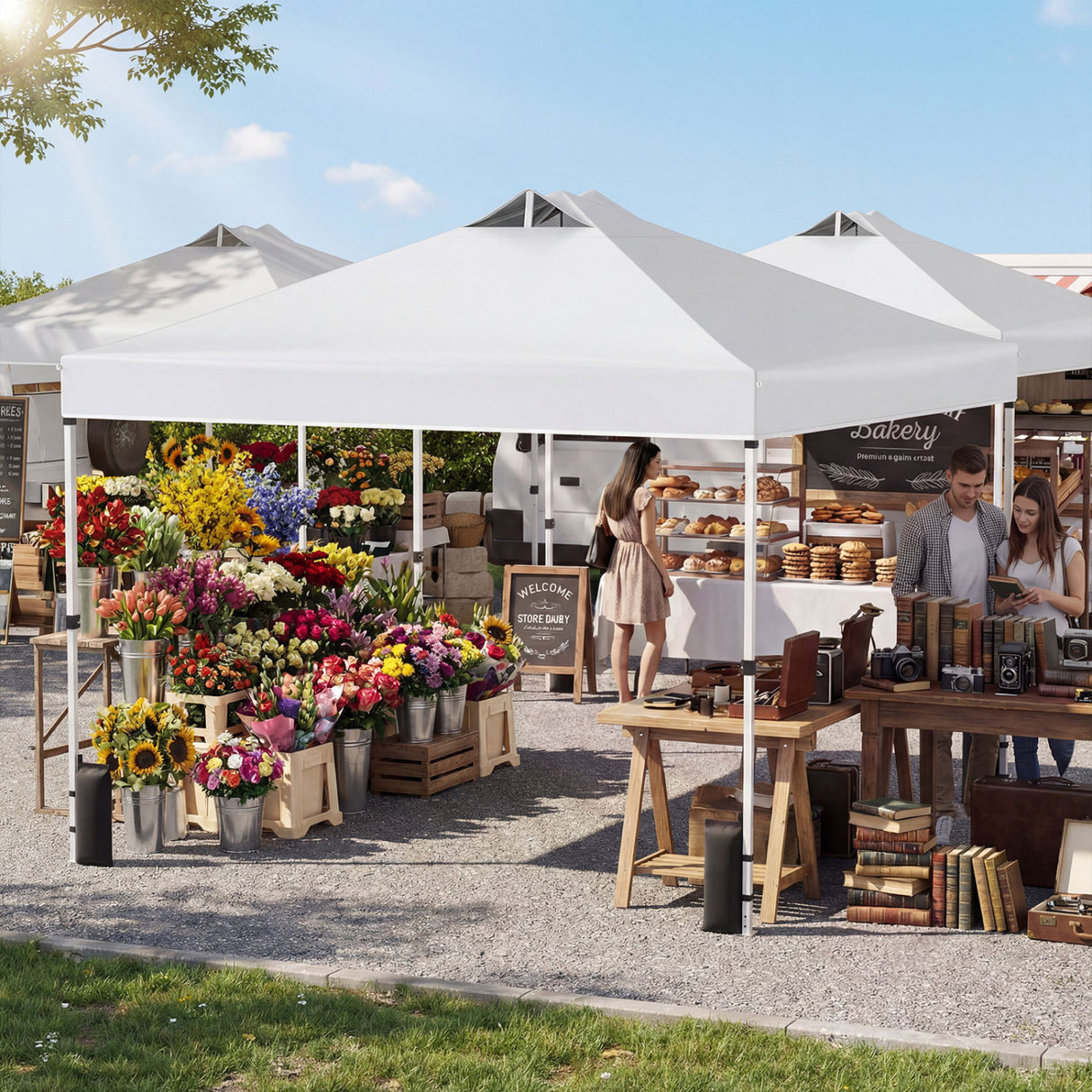 10 x 10 Feet Outdoor Commercial Pop up Canopy Tent-White