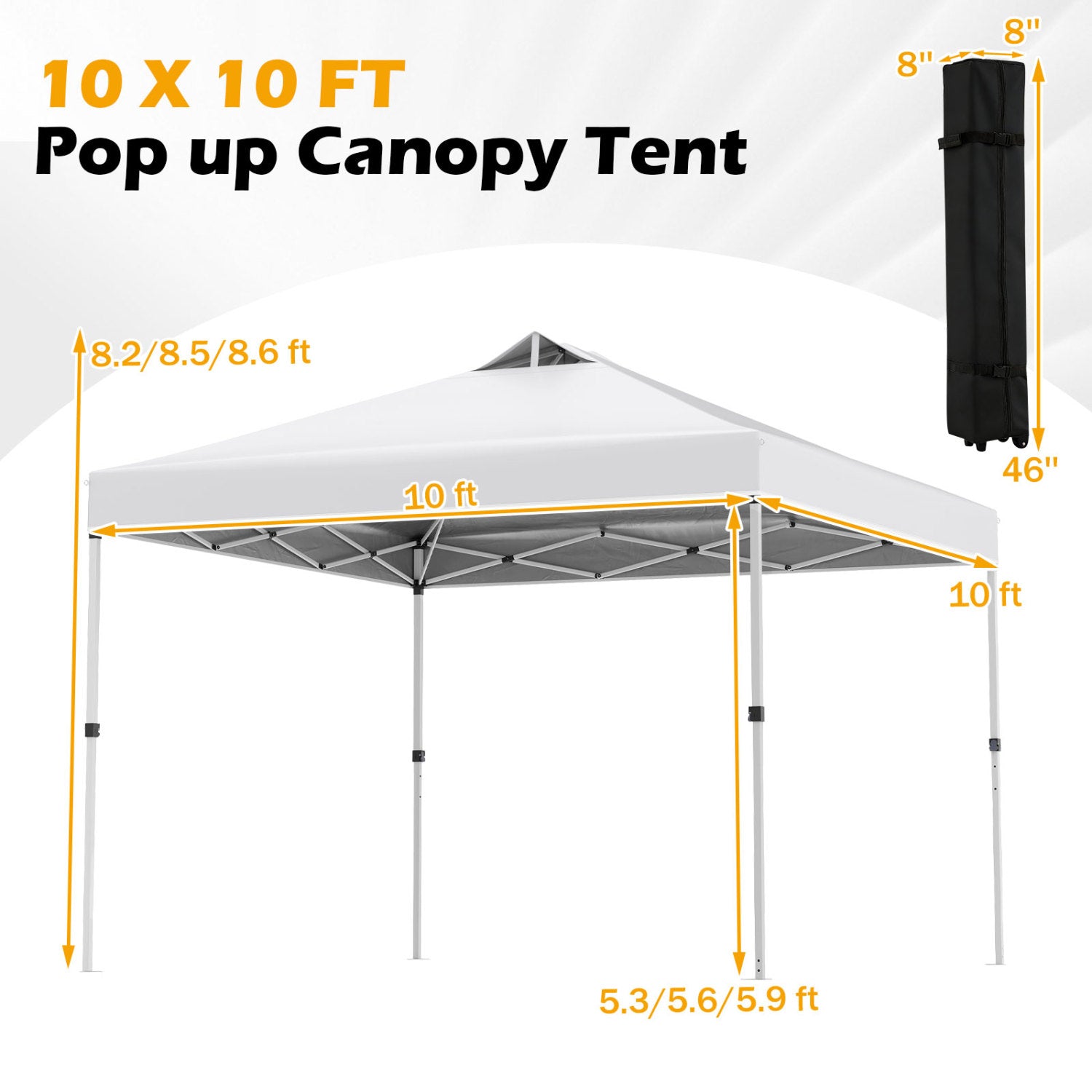 10 x 10 Feet Outdoor Commercial Pop up Canopy Tent-White