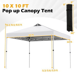 10 x 10 Feet Outdoor Commercial Pop up Canopy Tent-White