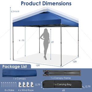 10 x 10 Feet Foldable Outdoor Instant Pop-up Canopy with Carry Bag-Blue by DirectDeals