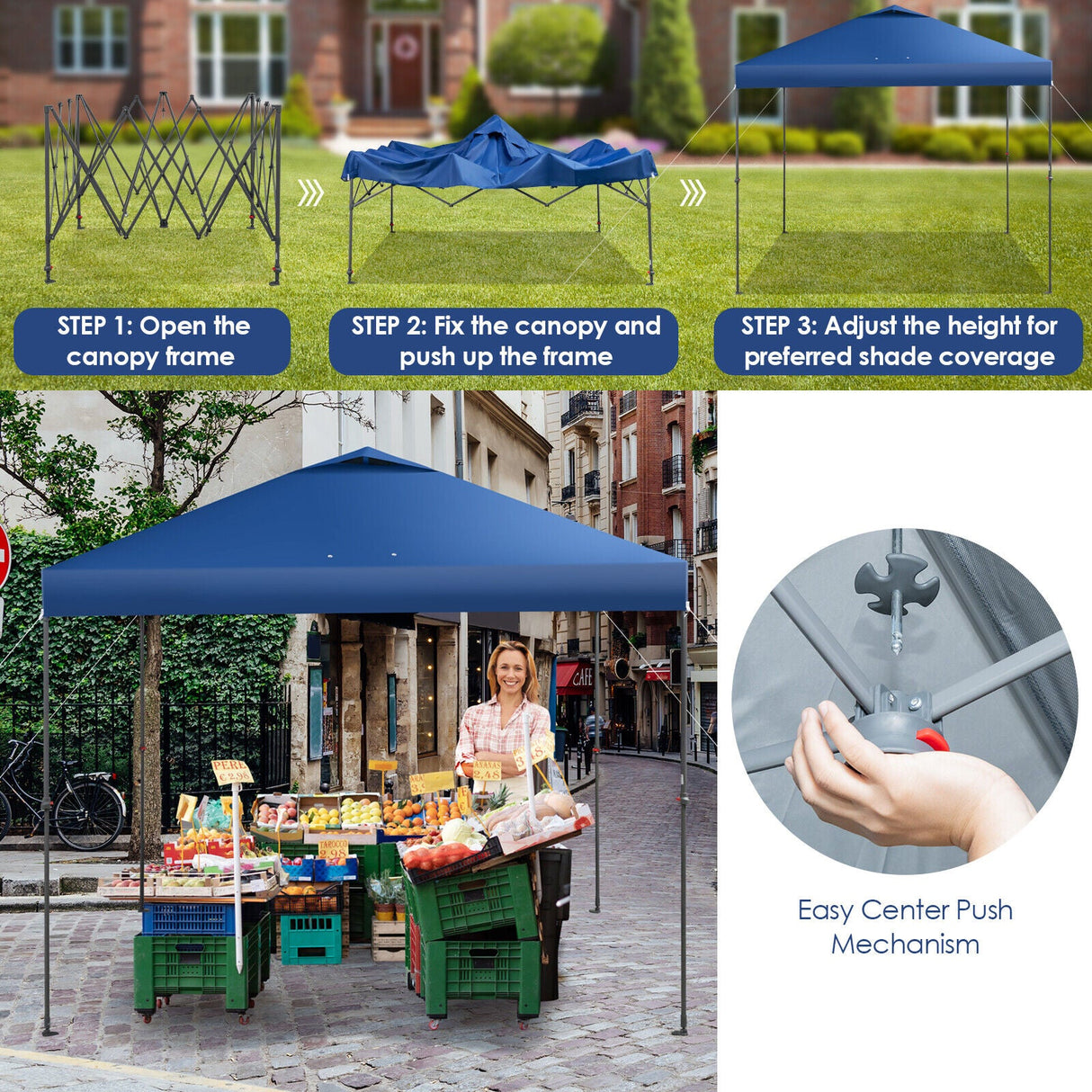 10 x 10 Feet Foldable Outdoor Instant Pop-up Canopy with Carry Bag-Blue by DirectDeals
