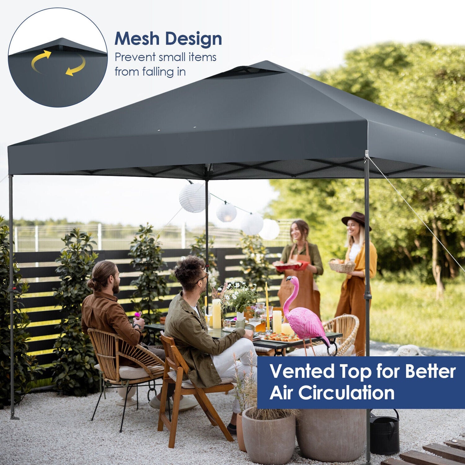 10 x 10 Feet Foldable Outdoor Instant Pop-up Canopy with Carry Bag-Gray by DirectDeals
