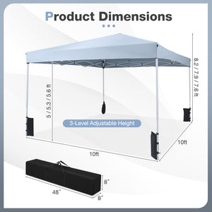 10 x 10 Feet Pop up Canopy Tent with Carrying Bag and 4 Sandbags-Gray