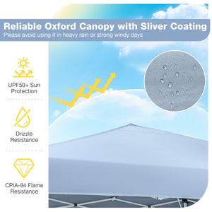 10 x 10 Feet Pop up Canopy Tent with Carrying Bag and 4 Sandbags-Gray