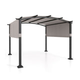 10 x 10 ft Outdoor Pergola Modern Arched Patio Garden Shelter with Retractable Sunshade Canopy-Gray