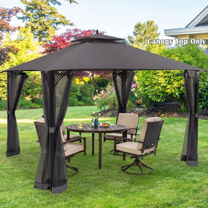 10 x 12 Feet Gazebo Replacement Top with Air Vent and Drainage Holes-Gray
