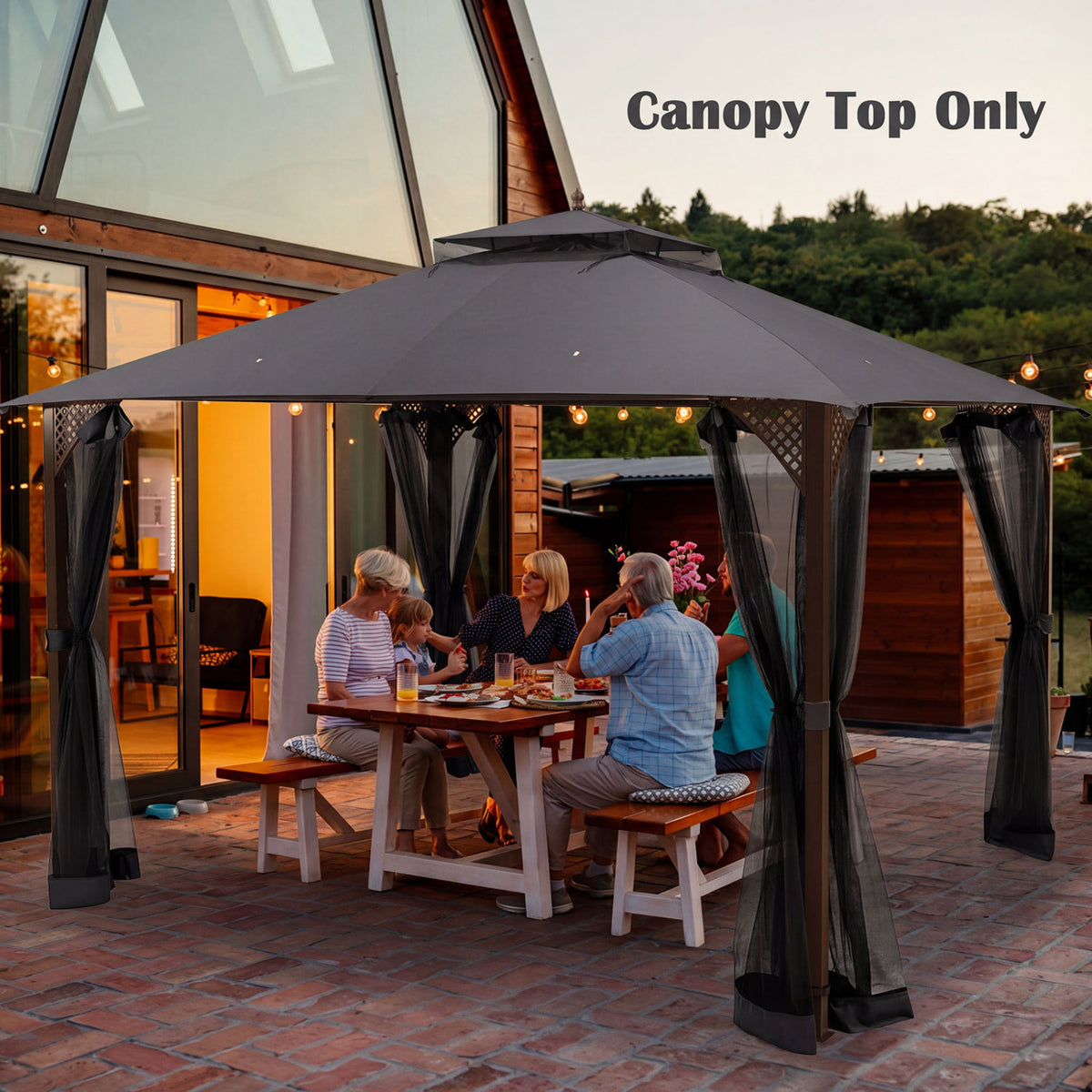 10 x 12 Feet Gazebo Replacement Top with Air Vent and Drainage Holes-Gray