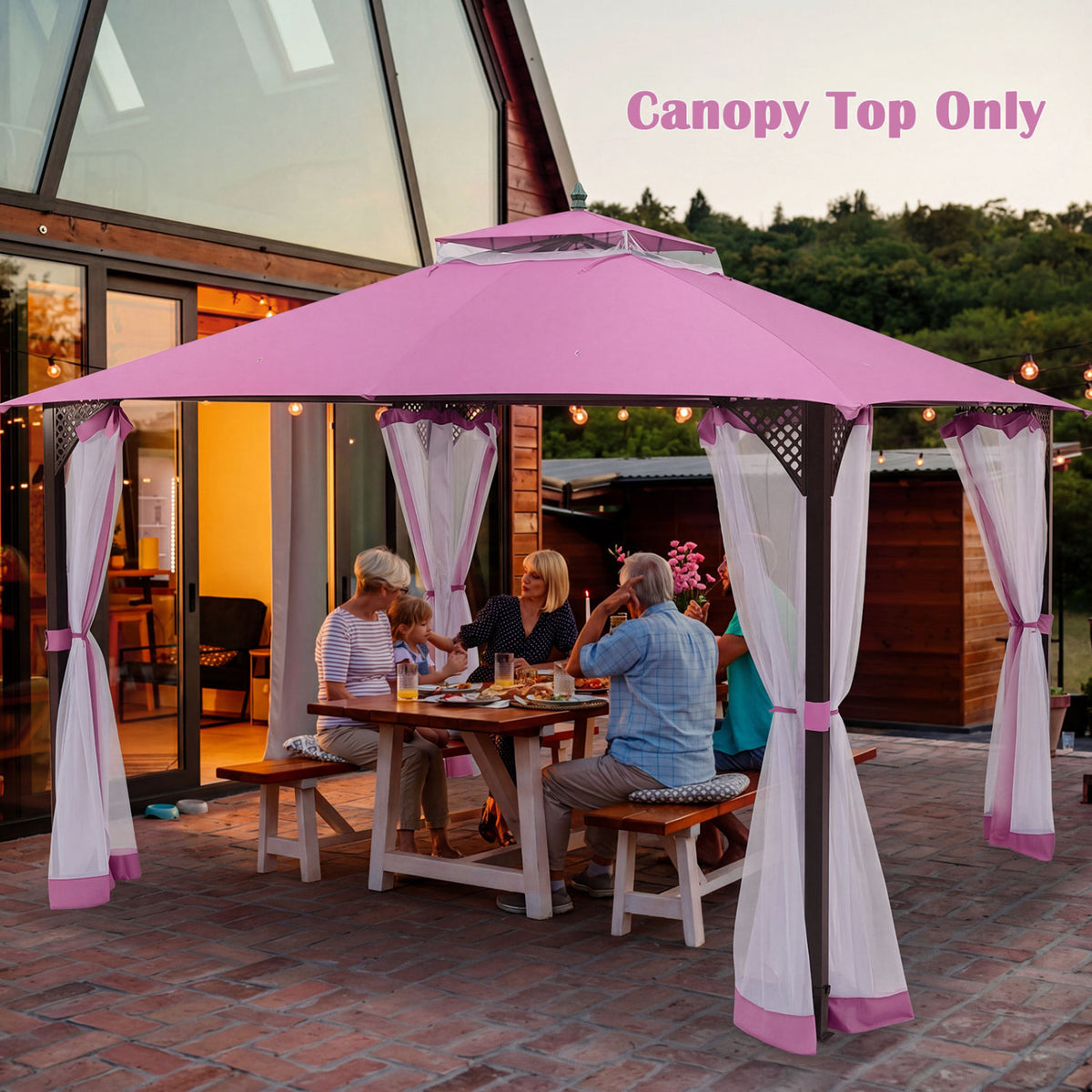 10 x 12 Feet Gazebo Replacement Top with Air Vent and Drainage Holes-Pink