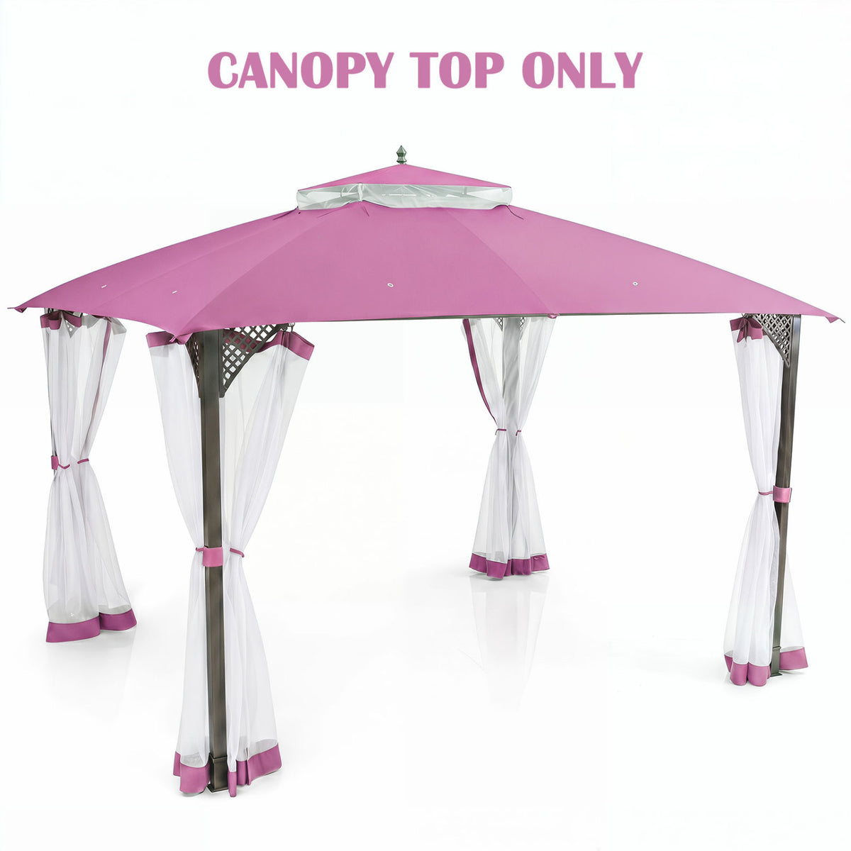 10 x 12 Feet Gazebo Replacement Top with Air Vent and Drainage Holes-Pink