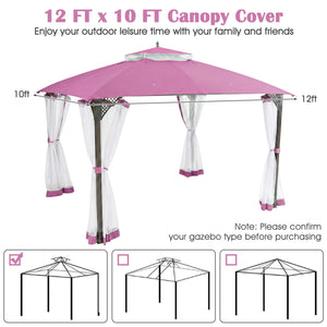 10 x 12 Feet Gazebo Replacement Top with Air Vent and Drainage Holes-Pink