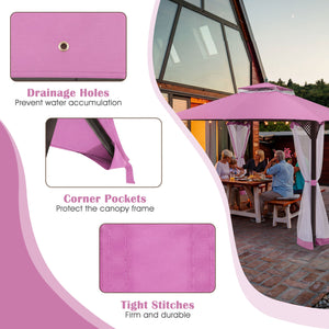 10 x 12 Feet Gazebo Replacement Top with Air Vent and Drainage Holes-Pink