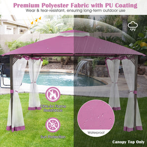 10 x 12 Feet Gazebo Replacement Top with Air Vent and Drainage Holes-Pink