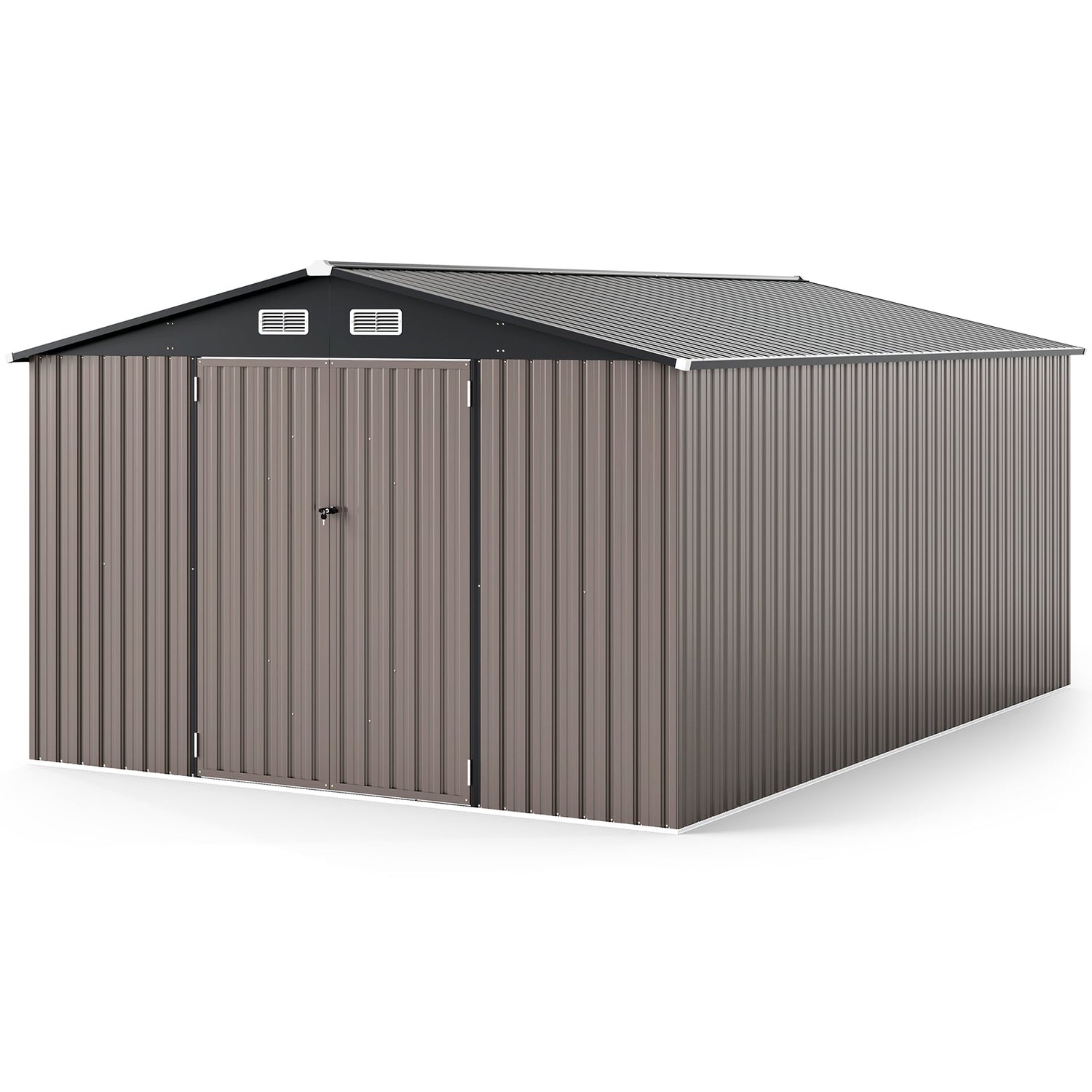 10 x 14 FT Outdoor Storage Shed with Improved Windproof Metal Structure-Gray by DirectDeals