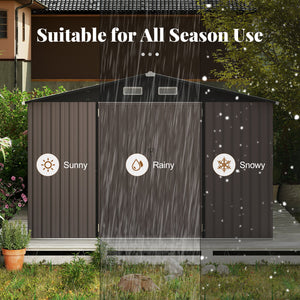 10 x 14 FT Outdoor Storage Shed with Improved Windproof Metal Structure-Gray by DirectDeals