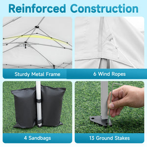10 x 20 FT Pop Up Canopy Tent with 6 Sidewalls and Adjustable Height-White