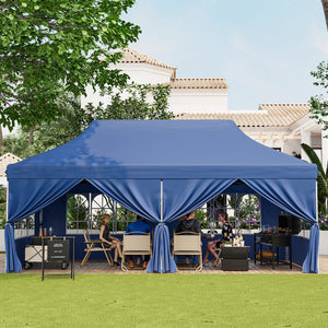 10 x 20 FT Pop up Canopy with 6 Sidewalls and Windows and Carrying Bag for Party Wedding Picnic-Blue by DirectDeals