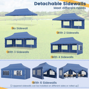 10 x 20 FT Pop up Canopy with 6 Sidewalls and Windows and Carrying Bag for Party Wedding Picnic-Blue by DirectDeals
