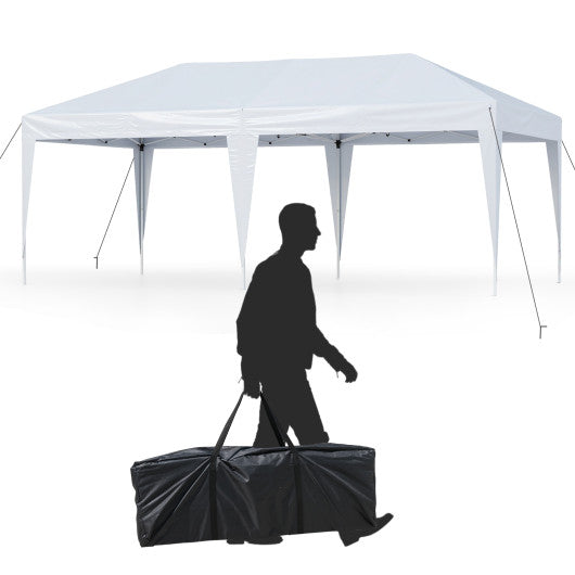 10 x 20 FT Pop up Canopy Tent with Carry Bag for Party BBQ-White