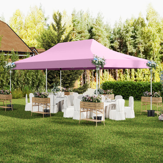 10 x 20 Feet Pop up Canopy with 6 Sidewalls Windows and Carrying Bag-Pink