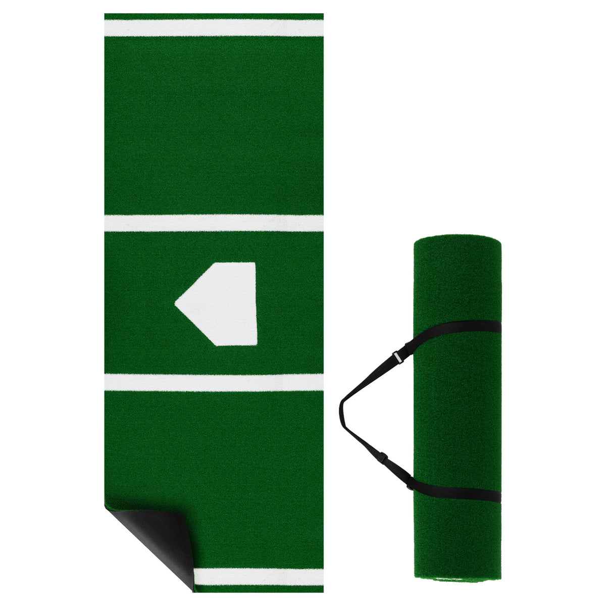 10 x 3.8 ft Baseball and Softball Hitting Mat with Home Plate-Green