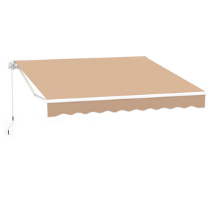 10 x 8.2 Feet Retractable Awning with Easy Opening Manual Crank Handle-Brown