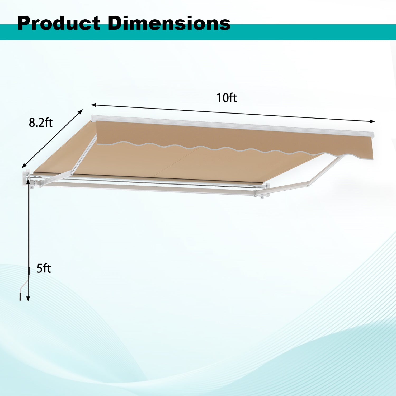10 x 8.2 Feet Retractable Awning with Easy Opening Manual Crank Handle-Brown