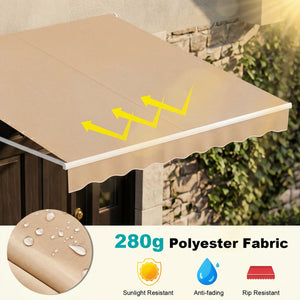 10 x 8.2 Feet Retractable Awning with Easy Opening Manual Crank Handle-Brown