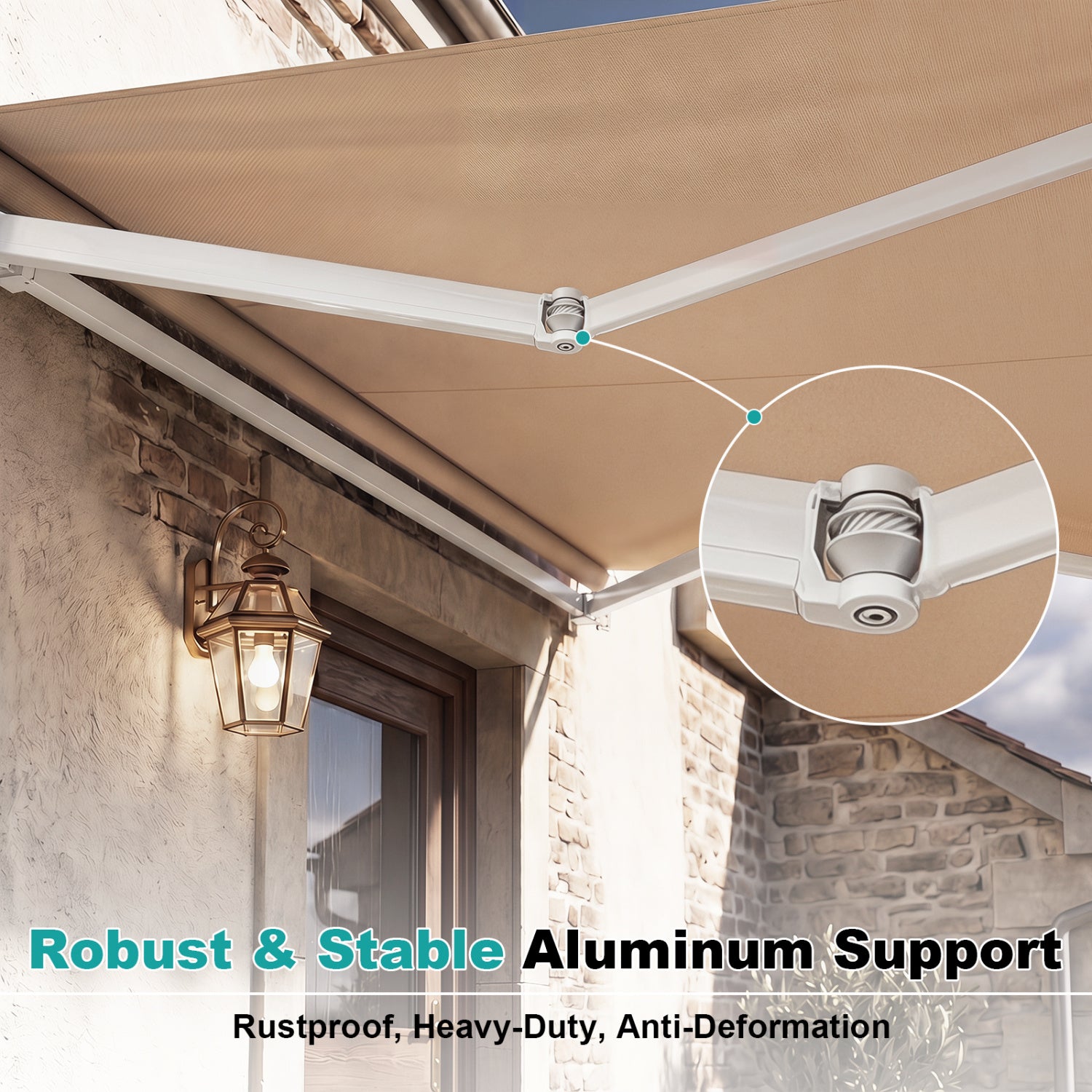 10 x 8.2 Feet Retractable Awning with Easy Opening Manual Crank Handle-Brown