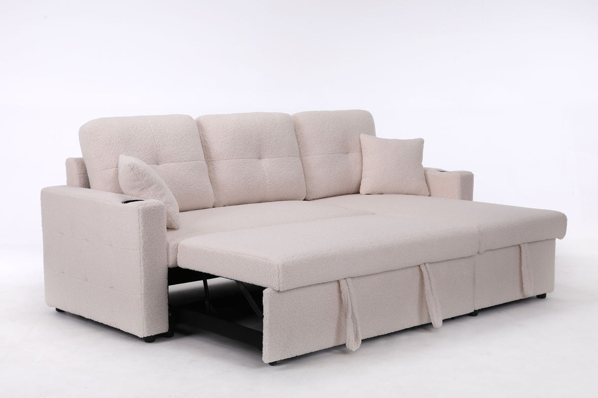 Lambswool - Pull Out Sleeper Sectional Sofa With Storage Chaise by Couch.com