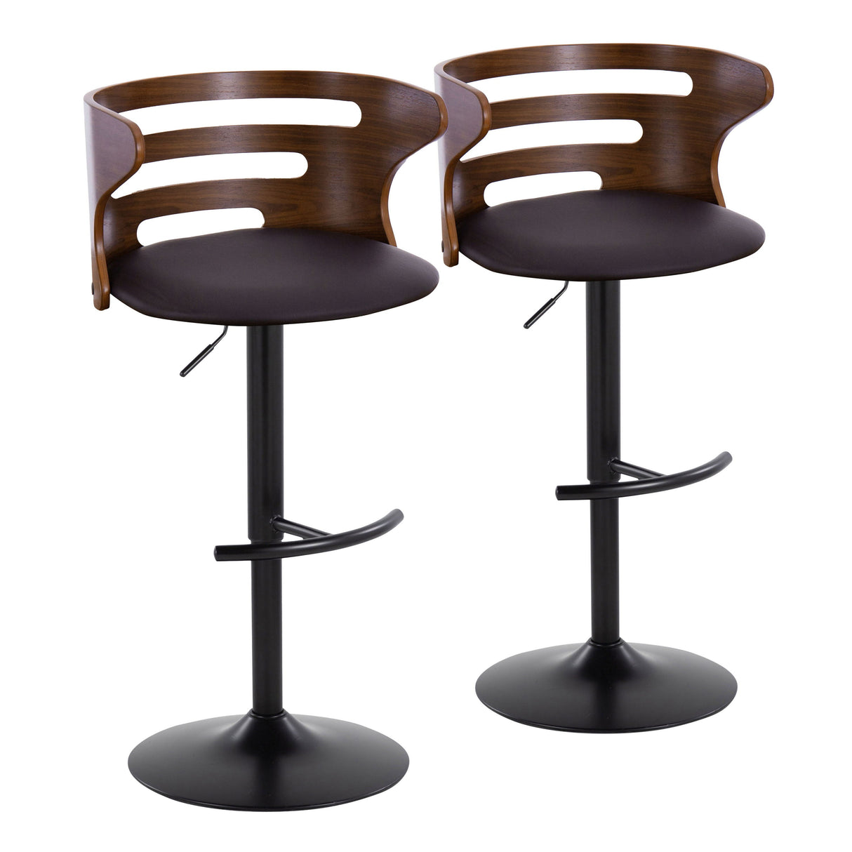 Cosi - Mid Century Modern Adjustable Barstool With Swivel With Rounded T Footrest (Set of 2) by Couch.com