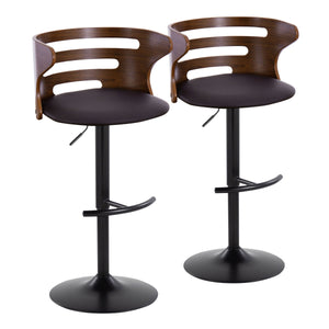 Cosi - Mid Century Modern Adjustable Barstool With Swivel With Rounded T Footrest (Set of 2) by Couch.com