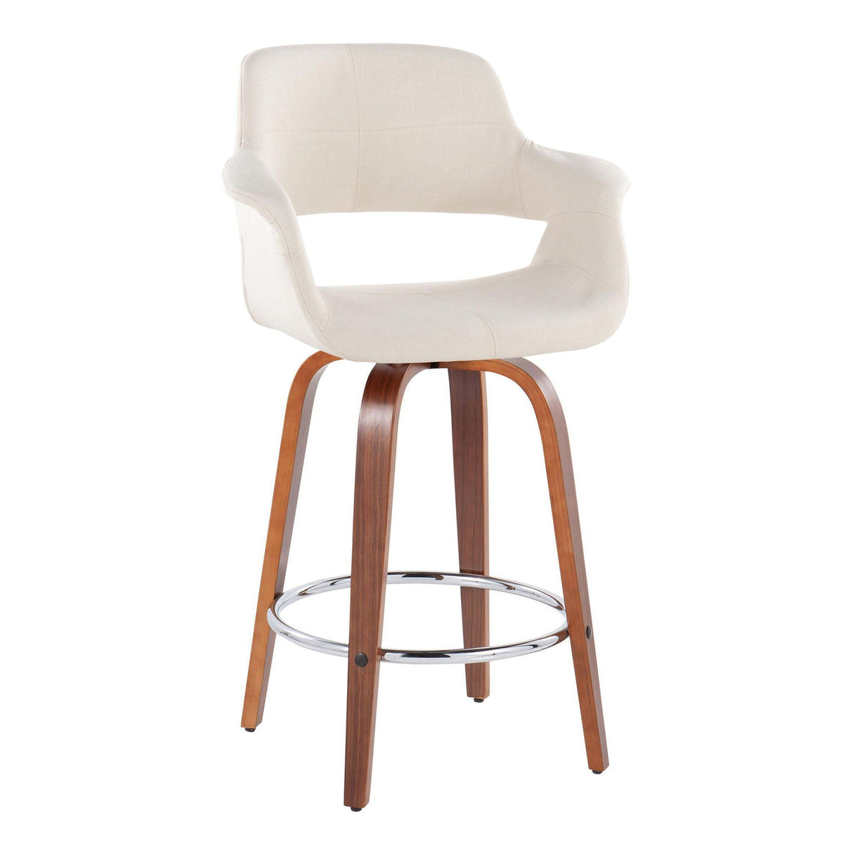 Vintage Flair - Mid-Century Modern Fixed Height Counter Stool With Swivel With Round Footrest (Set of 2) by Couch.com