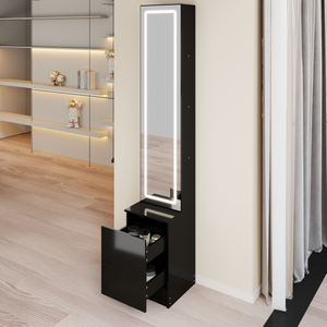 Length 11.8' x Width 15.7' x Height 63' LED Dressing Mirror Cabinet,Cosmetic Organizer Cabinet, Jewelry Cabinet, 3 colors, Adjustable Brightness, Extra Large Mirror, Multi Layer High Capacity Storage