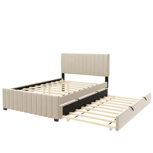 Elegant Upholstered Platform Bed With Twin Size Trundle by Couch.com