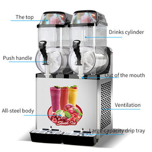 110V Commercial Slushy Machine 30L Double Tank 950W Stainless Steel Margarita Frozen Drink With Powerful Compressor Efficient Cooling Perfect For Supermarkets Cafes Restaurants Bars - Silver by Couch.com