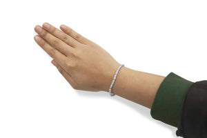 10K White Gold 1/2 Cttw Round and Channel Set Baguette Diamond Alternating Link 7" Bracelet (H-I Color, I2-I3 Clarity)